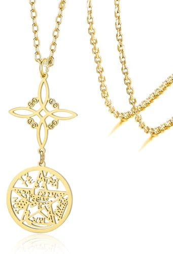 VASSAGO Collana di nodi delle streghe Collane di pentagrammi del Tetragramma Ciondolo a forma di nodo celtico Protezione Stregoneria Pagana Gioielli irlandesi