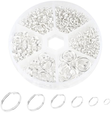 690 Mini Schlüsselringe Silber,Doppelten Biegeringe Schmuckherstellung | 4 5 6 8 10 12mm mit Doppelten Öffnungen, Klein Metall Jump Rings für DIY Halskette Ohrringe Armbänder Schmuckherstellung