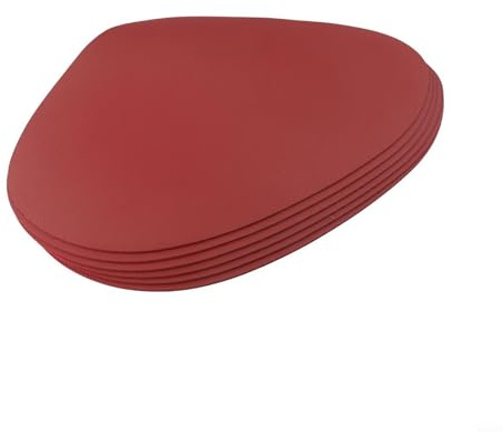 Gdfnmogo Tischsets aus PU-Leder, rund, oval, 40 x 30 cm, wasserdicht, waschbar, für Küche, Esszimmer, Restaurant, Innen- und Außenbereich, Rot, 6 Stück