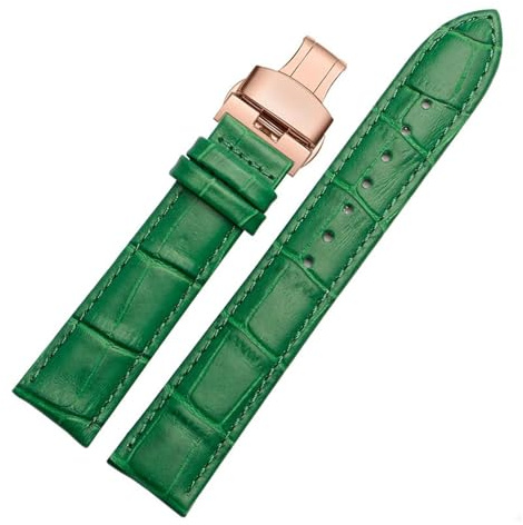 NFJNFCF Kompatibel mit Casio/Armani/TITUS-Armband, Herren- und Damen-Accessoires, 12 mm/14 mm/18 mm/20 mm, 22 mm, weiches und bequemes Lederarmband(Green rose,18mm)