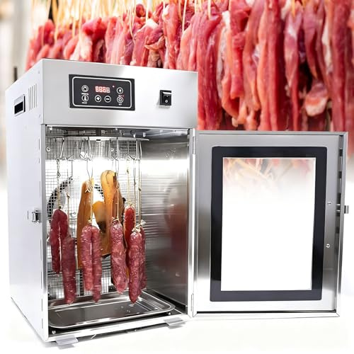 moupeaktain Reifeschrank Für Fleisch, 360° Drehbarer Gewerblicher Fleischtrockner, LED-Panel-Trockenschrank Für Fleisch, Temperaturregelung 30-90℃, Für Wurst, Speck, Hähnchen
