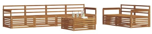 vidaXL Outdoor-Sofagarnitur 7 pcs Natur Massivholz Akazie, Garten-Sofa, modernes Ecksofa, langlebiger Lounge, Terrasse, Bequeme Sitzgruppe für Entspannung
