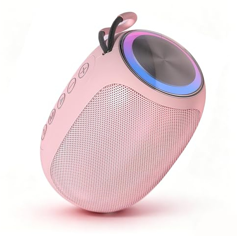 Portable Bluetooth Speaker with Dynamic RGB LED Light, BT5.3 Wireless Mini Speaker, 360° Stereo Sound, Enhanced Bass, 12H Playtime, TWS Pairing, Compact Speaker with Lanyard for Travel Camping Party