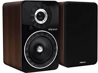 Elipson Enceinte Bibliothèque Active - Prestige Facet 6BT - Bluetooth AptX, Phono, Optique, Jack 3,5, RCA - Couleur Noyer