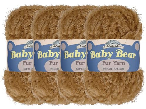 JubileeYarn Baby Bear Yarn - Chunky Weight Polyester Fur - 100g/Skein - Bronze - 4 Skeins