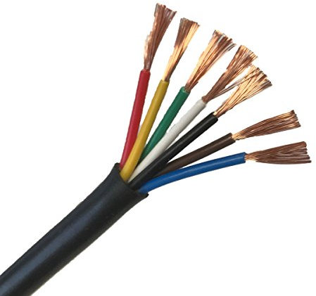 Wire4u 12V 24V AUTOMOTIVE 2/3/4/5/7 CORE THINWALL RED/BLACK CAR CABLE WIRE ROUND/FLAT (Round 7 Core 0.5mm² 11Amps, 5 Metres)