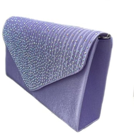 LeaHWard Diamante Clutch Purses Crystal Sparkly Beaded Handbags Prom Bridal Wedding Bag 299 (Lilac 074)