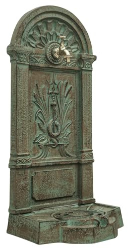 Standbrunnen Waschbecken Brunnen Eisen Wandbrunnen antik Style 83cm grün