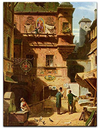 Kunstdruck Poster - Carl Spitzweg Kunst und Wissenschaft 60x80 cm ca. A1 - Alte Meister Bild ohne Rahmen