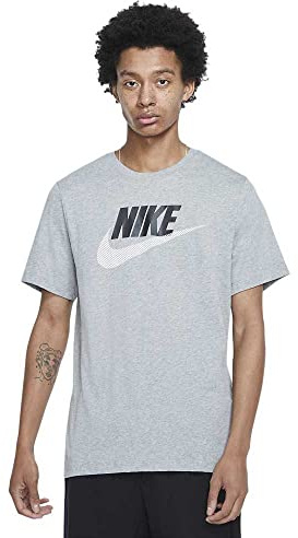 NIKE Men's Nsw Alt Brand Mark T Shirt, Dk Grey Heather/White, S UK
