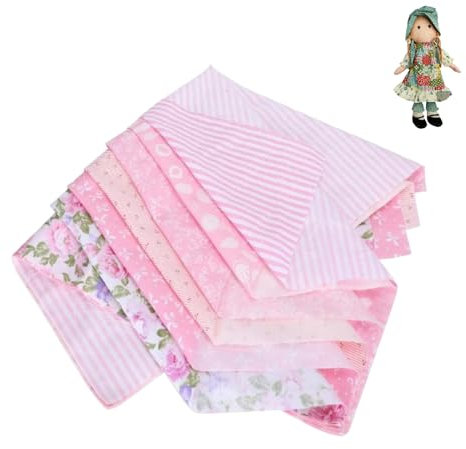 Baumwollstoff By the Meter, 6-teiliger Baumwollstoff zum Basteln, Patchwork-Kit zum selbstgemachten Nähen, Quilten, rosa/graue Blumenmuster, 50 x 40 cm(Rosa)