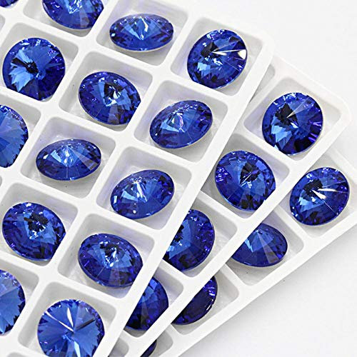 Blue Rose Mixed Round Crystal K9 Glas Strass Applique Fancy Stones für Bastelkleber Weihnachtskleidung Kleidungsstück Dekoration-Saphir, 14mm, 10St