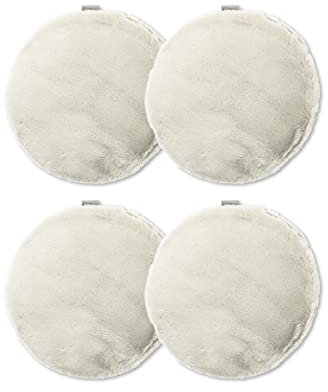jilda-tex 4er-Set Sitzpolster Sitzkissen Stuhlkissen Bodenkissen Stuhlauflage Plüschmatte mit Füllung in Felloptik Rabbit Deluxe 750 GSM Kunstfell Fellimitat (Weiß, 4X Ø 37 cm)
