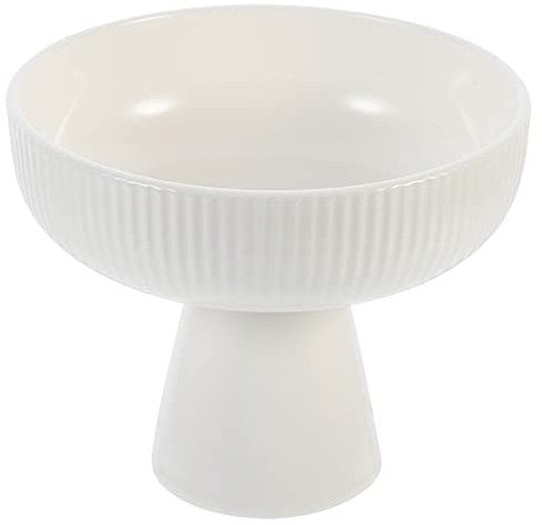 Yardwe Ceramic Footed Bowl Decorative Fruit Holder Dessert Display Stand for Kitchen Counter Centerpiece Table Decor Serving Fruit Tray White