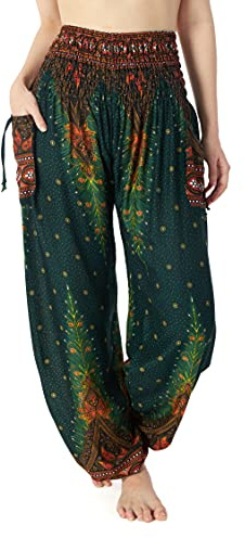 Lannaclothesdesign Boho Harem Pants Women (XL, GR Pea2)