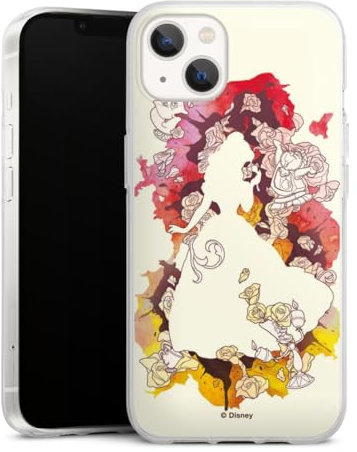 Silikon Hülle kompatibel mit Apple iPhone 13 Case transparent Handyhülle Offizielles Lizenzprodukt Disney Princess Die Schöne und das Biest