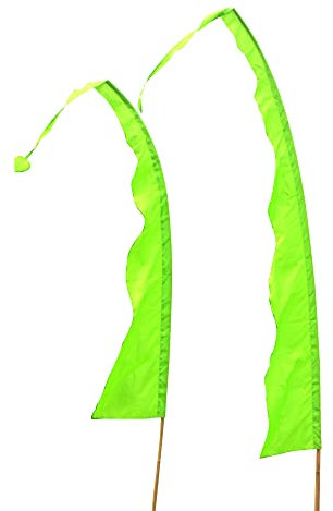DEKOVALENZ Tessuto per Bandiera Balinese Wave con Punta a Forma di Cuore, Diversi Colori e Lunghezze, Lunghezza:3 Meter, Colore:Verde Chiaro