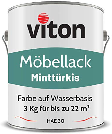 Viton Möbellack - 3 Kg - Seidenmatt Türkis - Möbelfarbe auf Wasserbasis - RAL 6033 Minttürkis