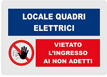 NEW CARTELLO SEGNALETICO - Locale quadri elettrici mod. 2 - Adesivo Extra Resistente, Pannello in Forex, Pannello In Alluminio (PANNELLO IN ALLUMINIO 20X31 cm)