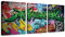 Klassische Street Art Banksy-Graffiti-Wandkunst-Poster, Leinwandgemälde, bunte Graffiti-Bilder, Drucke, gespannt und gerahmt für Wohnzimmer, Heimdekoration, 3 Stück, inspirierendes Giclée-Kunstwerk