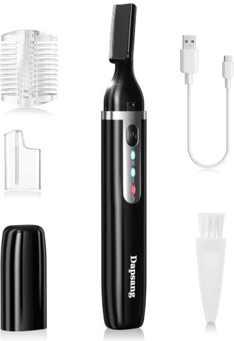 Dapsang Eyebrow Trimmer, Electric Eyebrow Razor for Women Men, Rechargeable Painless LED Light Facial Hair Shaver Remover with Rinseable Blade for Face Lips Neck Leg