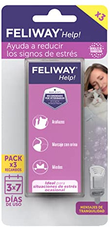 FELIWAY Help! - Recambio de feromonas calmantes para gatos para 21 días (3 x 7 días). Ayuda a calmar a tu gato durante situaciones de estrés puntual. Recomendado por veterinarios