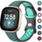 Upeak Sportarmband Kompatibel mit Fitbit Versa 3 Armband/Versa 4 Armband/Fitbit Sense Armband/Sense 2 Armband, Atmungsaktiv Silikon Doppelloch Schnappschnalle Ersatzband, Klein, Grau/Blau Grün