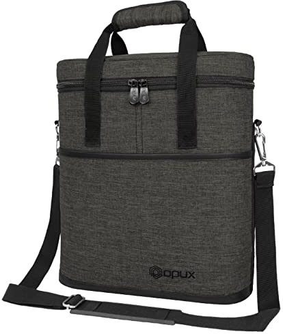 OPUX Premium isolierte Weintragetasche für 3 Flaschen | Weinreisetasche mit Schultergurt, gepolsterter Schutz | Weinkühltasche, Weingeschenke – Anthrazit