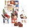 com-four® 12x Geschenkbeutel mit Faltbox, Tüte und Verschluss - Präsenttüten mit Pappuntersatz im Weihnachtsstil - Kunststofftütchen für Kekse