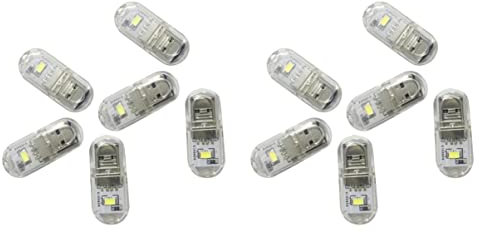 Uonlytech Energiespar Gadget 12 Stücke Zweiseitige Power Nacht Im Freien Licht Keychain Dekoration Led Leuchtende Tragbare Usb Lampe Warme Größe Schlafsaal Weiß Mini
