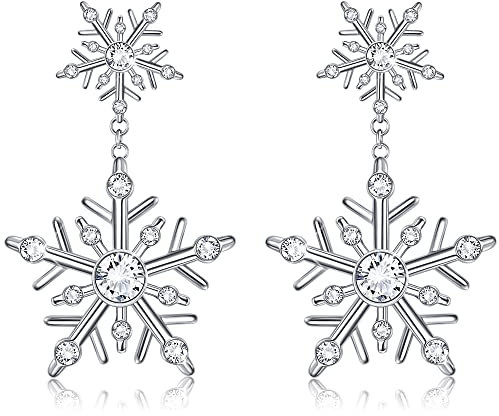 Adramata Weihnachten Ohrringe für Damen - 925 Sterling Silber Ohrringe mit CZ Schneeflocken - Weihnachtsohrringe für Winterfeier - Geschenk für Damen