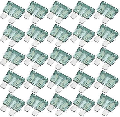 A ABSOPRO Hoja Estilo Fusibles Verde 25Uds para Coche Barco 1A | Material: Plastico Y Metal, Tamano: 1.9X1.9X0.5Cm, Uso: Para Camion, Suv, Bote, Funcion: Protege Cortocircuitos Y Sobrecargas