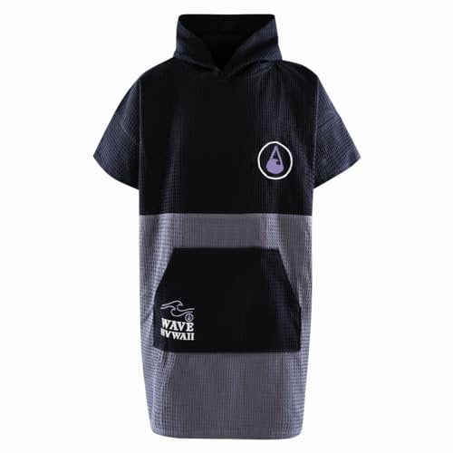 WAVE HAWAII EL Yaque Surfponcho für Körpergrößen von 155-185 cm Poncho 100% ÖKO Baumwolle Wafflepiqué Umkleidehilfe für Schwimmen Strand Surfen Badeponcho Duschponcho für Damen Herren Erwachsene