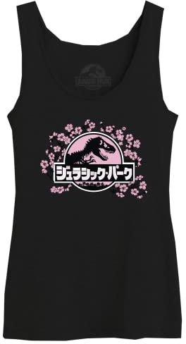 Jurassic Park Cotton Division Officel Logo imprimé Débardeur Dos Nageur pour Femme Coupe Ample sans Manches,Japenese Logo_Noir_1,Medium