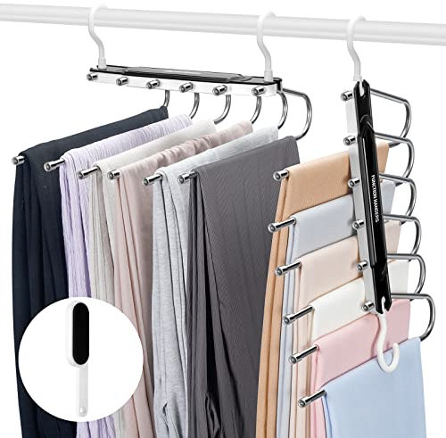 Hosenbügel,platzsparende Kleiderbügel,mehrfach kleiderbügel platzsparend of 2 Stück,für Jeans, Handtuch, Schal, Krawattenaufbewahrung Schwarz