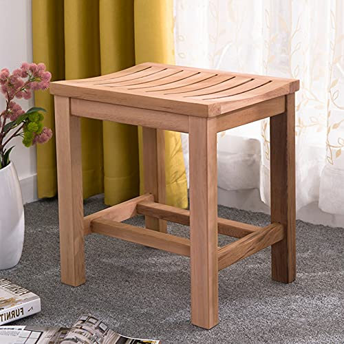 XOOPIT Duschhocker, einfacher Hocker, quadratische Duschsitzbank | Holz-Badezimmerhocker für ältere Menschen mit Behinderungen, rutschfeste Badewanne, Spa-Sitz, Badestühle, Outdoor-Haushalt,