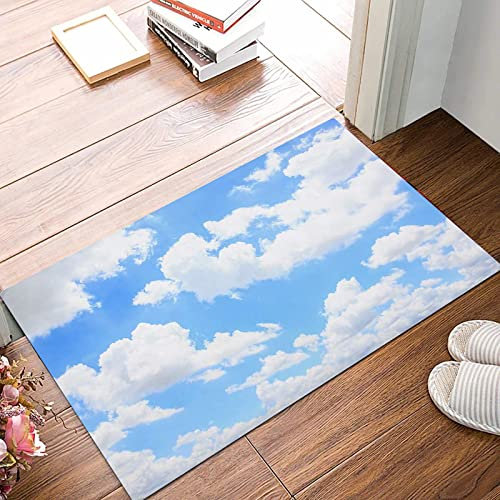 ANNKOOT Weich Badezimmerteppich 50x80 cm,Blauer Himmel Weiße Wolke Naturlandschaft Landschaft,rutschfest waschbar Badematte, Badteppich Mikrofaser Saugfähig Badvorleger Duschvorleger