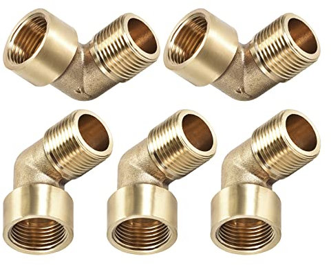 DTGN 3/8 BSP x 3/8 BSP(Male x Female) 90 Degree Elbow Pipe Fitting - Good for Water Pipe System - Brass Tube Fittings - Gold Tone