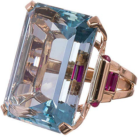 Vintage Mode Frauen Rose Gold Aquamarin Edelstein Topas Stein Ring Verlobung Hochzeit Schmuck Größe 6-10