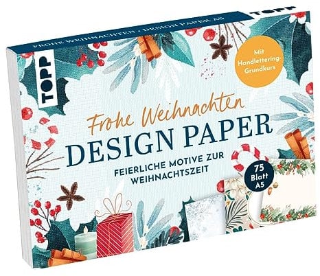 Design Paper A5: Frohe Weihnachten. Mit Handlettering-Grundkurs