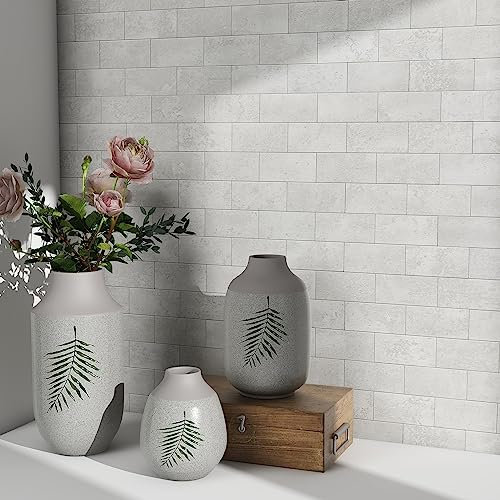 BeNice 3d selbstklebende Wandfliesen Küche Mosaik Fliesen Aufkleber Travertin Stein Effekt Badezimmer Wasserdichte Abziehen und Einfügen(Rauch Grau,5Stück)
