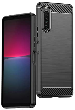 Wookfiss Hülle für Sony Xperia 10 V Kohlefaser Material Design Silikon TPU Flexible Stoßfeste Schutzhülle Kompatibel mit Xperia 10 V