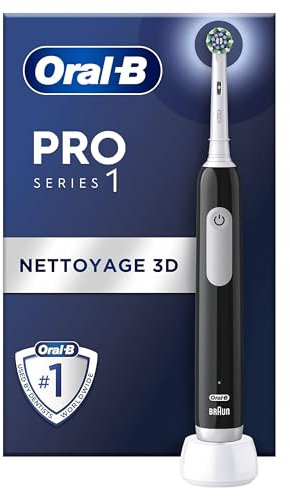 Oral-B Pro Series 1 Brosse à Dents Électrique, Noir, 1 Brossette Nettoyage 3D, Élimine la Plaque Dentaire, 3 Modes de Brossage, Minuteur, 1 Étui De Voyage, Rechargeable