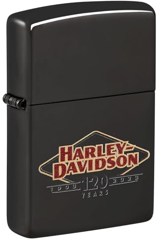Zippo Sturmfeuerzeug - Harley-Davidson, High Polish Black, Color Image - Nachfüllbar - Wiederverwendbar - Windfestes Design - Geschenkbox - Made in USA