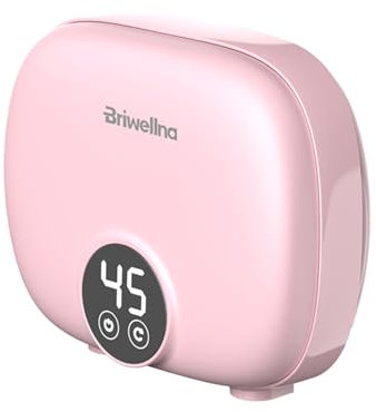 Briwellna Electric Instantaneous Tankless Water Heater 5.5kW 220V, Streamline Mini Instant Hot Water Heater with Digital Display for Kitchen Bathroom Sink Counter Under/Above Home Indoor (Pink)