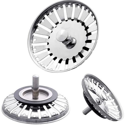 3 Pieza Colador de Fregadero, Acero Inoxidable Colador para Fregadero de Cocina, Tapón de Desagüe para Fregaderos de 83-85 mm (Ø 84mm) 3 Stück Siebkörbchen 84 mm