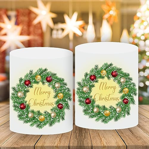 12 Stück Windlicht Tischdeko Weihnachten Deko mit Merry Christmas und Weihnachtskranz, Tisch Windlichter Deko Weihnachten, Christmas Decor, Weihnachtsdeko Indoor Outdoor Garten für Teelichter Kerzen