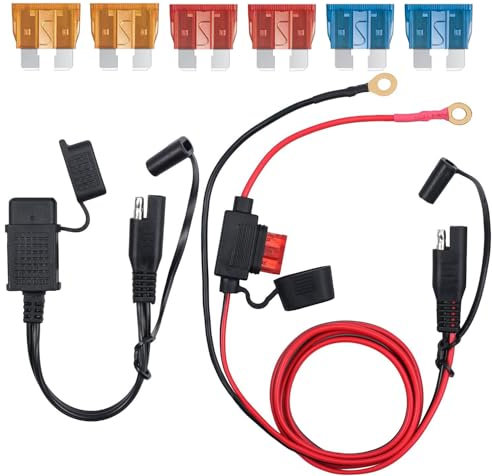 GTIWUNG SAE auf USB Motorrad, USB Port Steckdose mit wasserdichter Abdeckung + 3,6ft SAE Anschluss Kabel mit 5A/10A/15A Sicherung Batterieladekabel für Auto Batterieladung
