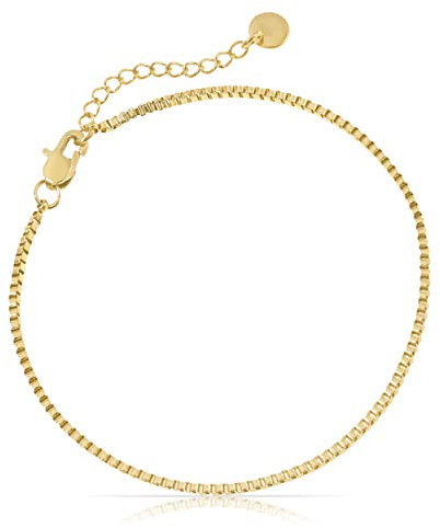 Filigranes Damen Armband aus Edelstahl • Silber Gold Rosé • Minimalistisches Armband • Armbänder für Frauen • Silberschmuck Gold-Schmuck • Feine Cuban Link Chain Armkette (Venetianer Design Gold)