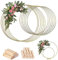 18Pcs Metal Floral Hoop Centerpiece For Table, Floral Hoop Wreath With Stand Gold Hoop Centerpiece, Gold Hoop Wreath Metal Wreath Ring For Diy Wedding Crafts, Party, Home Table Decoration